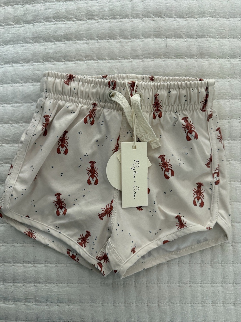 NWT!! Rylee + Cru White Shorts with Rust Lobster Print